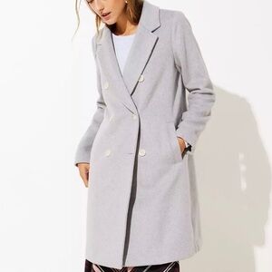LOFT Women's Gray Double-Breasted Coat